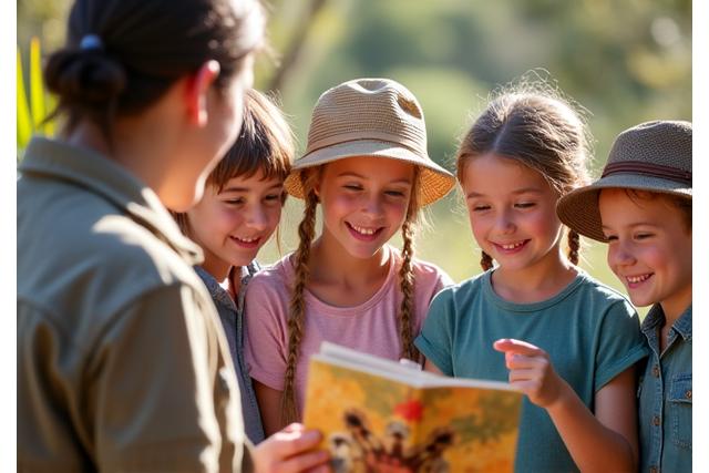 Children learning about Australian wildlife with an educator